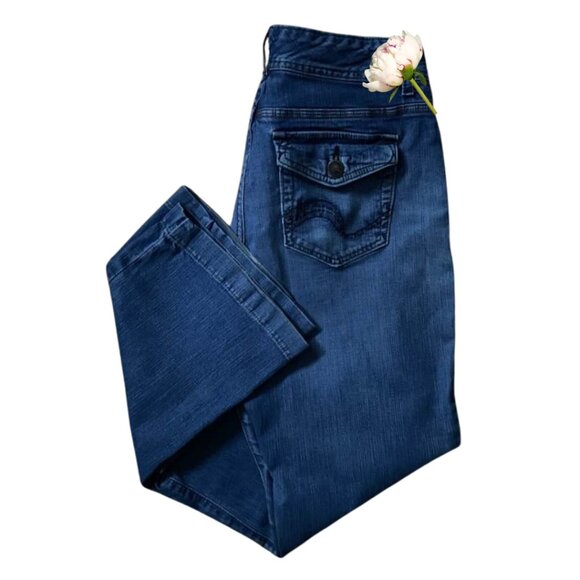 Lee Slender Secret Jeans Lower On The Waist, Worn-In Style, Classic Blue Denim, - Picture 1 of 10
